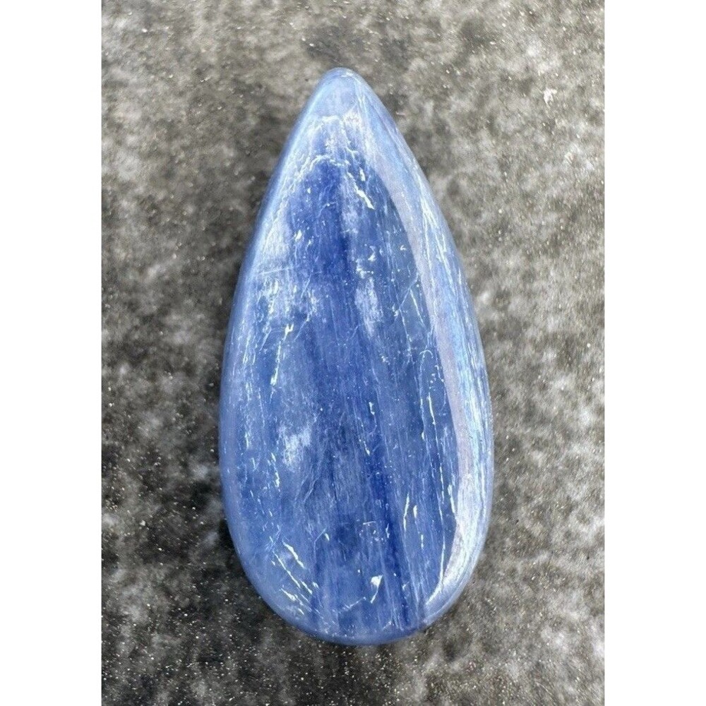Large Silvery Blue KYANITE Flat Pear Tear Drop Bead for jewelry making